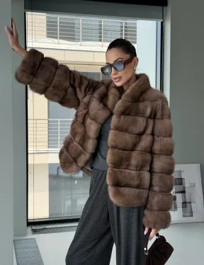 Полушубок из соболя «Тортора Графит» - фото 15