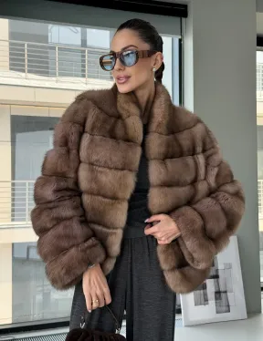 Полушубок из соболя «Тортора Графит» - фото 11