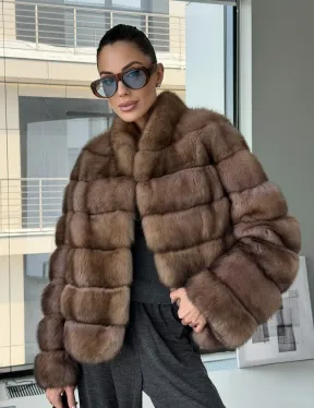 Полушубок из соболя «Тортора Графит» - фото 12