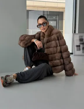 Полушубок из соболя «Тортора Графит» - фото 16