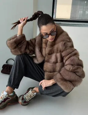 Полушубок из соболя «Тортора Графит» - фото 14