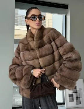 Полушубок из соболя «Тортора Графит» - фото 13