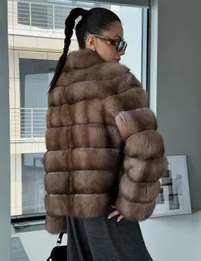 Полушубок из соболя «Тортора Графит» - фото 4