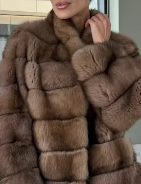 Полушубок из соболя «Тортора Графит» - фото 2