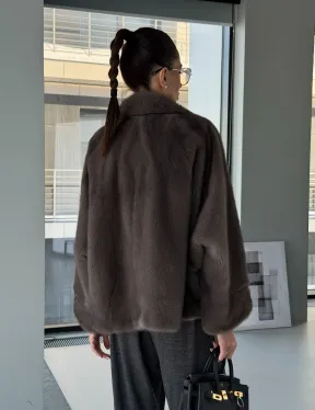 Короткий норковый полушубок - английский воротник - фото 15