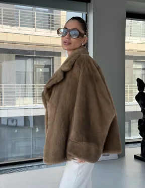 Короткая норка кимоно роспуск - английский воротник - фото 19