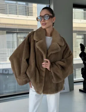 Короткая норка кимоно роспуск - английский воротник - фото 13