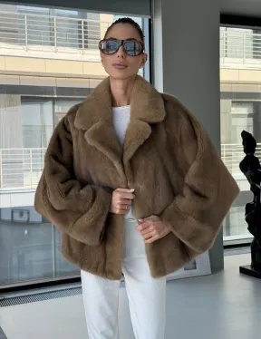 Короткая норка кимоно роспуск - английский воротник - фото 9