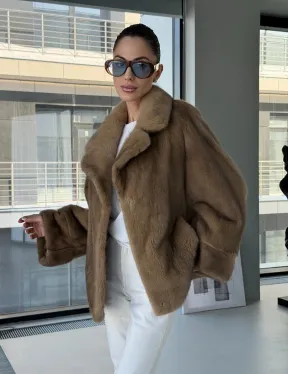 Короткая норка кимоно роспуск - английский воротник - фото 14