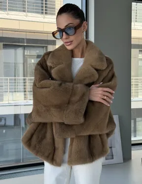 Короткая норка кимоно роспуск - английский воротник - фото 7