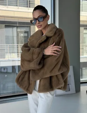 Короткая норка кимоно роспуск - английский воротник - фото 12