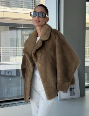 Короткая норка кимоно роспуск - английский воротник - фото 8