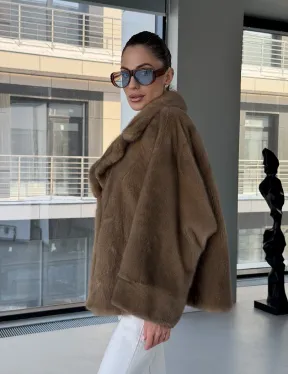 Короткая норка кимоно роспуск - английский воротник - фото 16