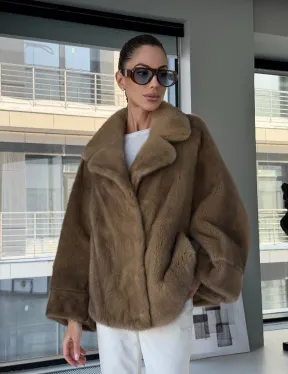 Короткая норка кимоно роспуск - английский воротник - фото 20