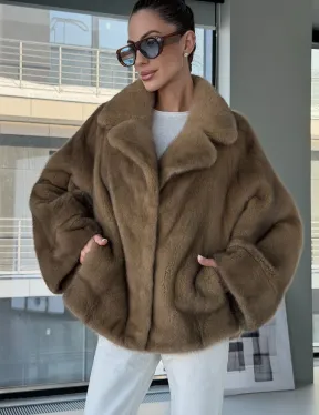 Короткая норка кимоно роспуск - английский воротник - фото 4