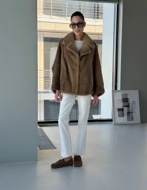 Короткая норка кимоно роспуск - английский воротник - фото 11