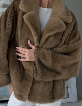 Короткая норка кимоно роспуск - английский воротник - фото 2