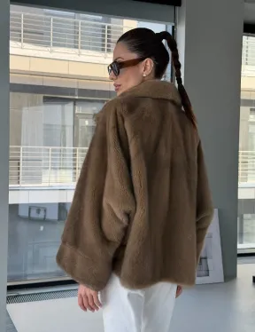 Короткая норка кимоно роспуск - английский воротник - фото 15