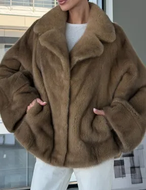 Короткая норка кимоно роспуск - английский воротник - фото 3