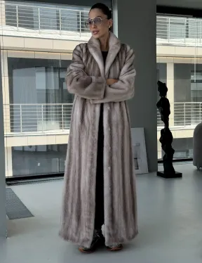 Натуральная шуба из меха норки - воротник шаль - фото 5