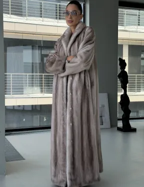 Натуральная шуба из меха норки - воротник шаль - фото 4