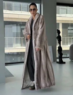 Натуральная шуба из меха норки - воротник шаль - фото 8