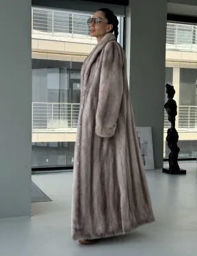 Натуральная шуба из меха норки - воротник шаль - фото 14