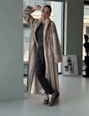 Натуральная шуба из меха норки - воротник шаль - фото 10