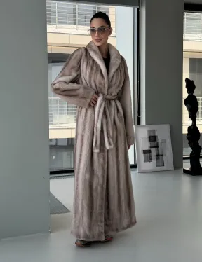 Натуральная шуба из меха норки - воротник шаль - фото 12