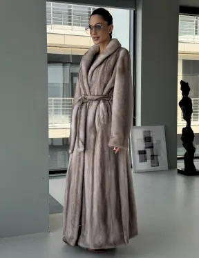 Натуральная шуба из меха норки - воротник шаль - фото 0