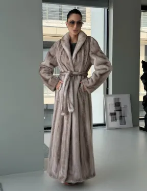 Натуральная шуба из меха норки - воротник шаль - фото 15