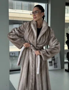 Натуральная шуба из меха норки - воротник шаль - фото 16