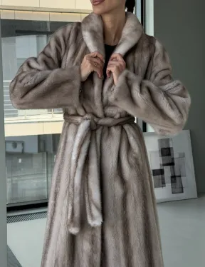 Натуральная шуба из меха норки - воротник шаль - фото 2