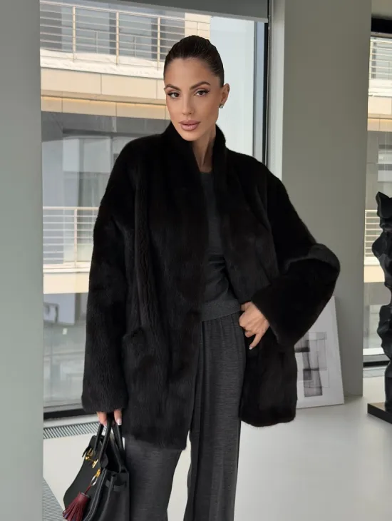 Модный норковый жакет «тренд 2026» Dark Espresso - фото 12