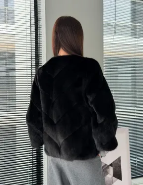 Норковый жакет - цвет черный - фото 11