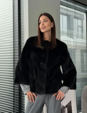 Норковый жакет - цвет черный - фото 13