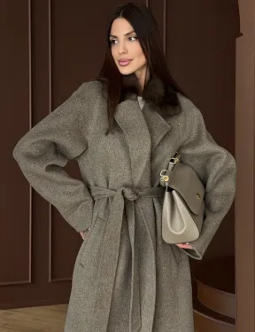 Пальто с воротником из соболя - фото 7