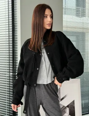 Черный замшевый кроп - бомбер - фото 6