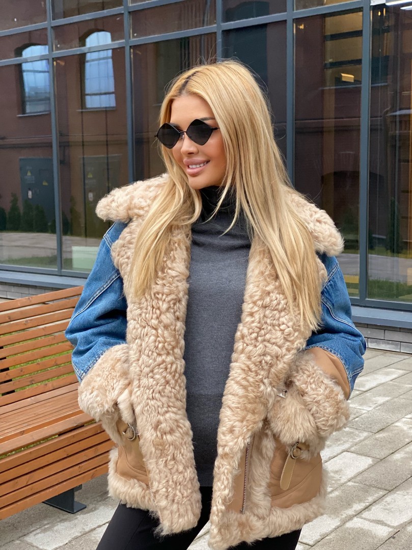 Куртка джинсовая с отделкой из натуральной овчины - купить в Москве ...