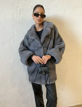 Серая короткая норковая шуба премиум качество