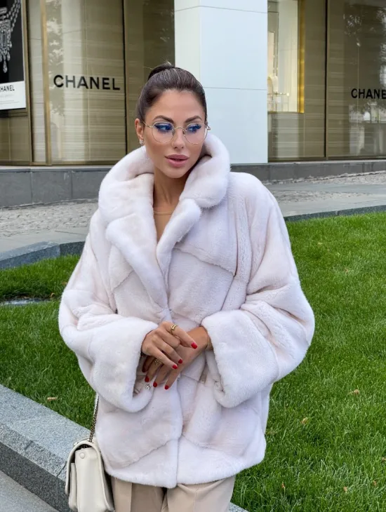 Полушубок из аукционной норки - цвет паломино