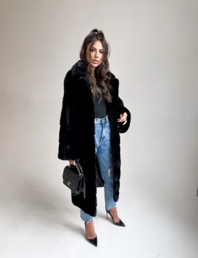 Черная норковая шуба NAFA - фасон балон