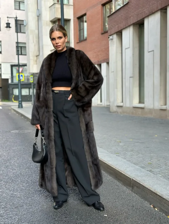 Меховое пальто из баргузинского соболя с проседью