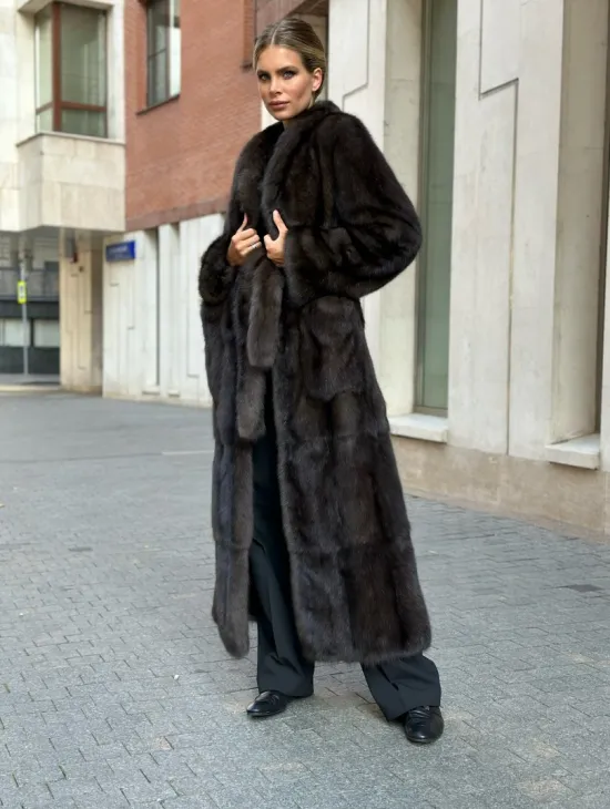 Меховое пальто из баргузинского соболя с проседью