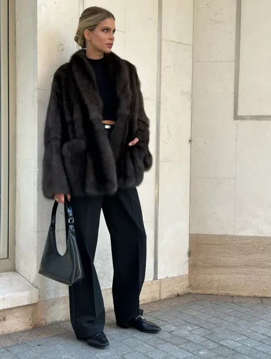 Стильный жакетик из соболя цвета dark седина 1/2