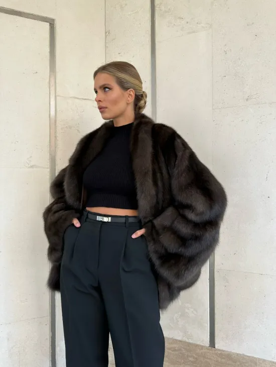 Стильный жакетик из соболя цвета dark седина 1/2
