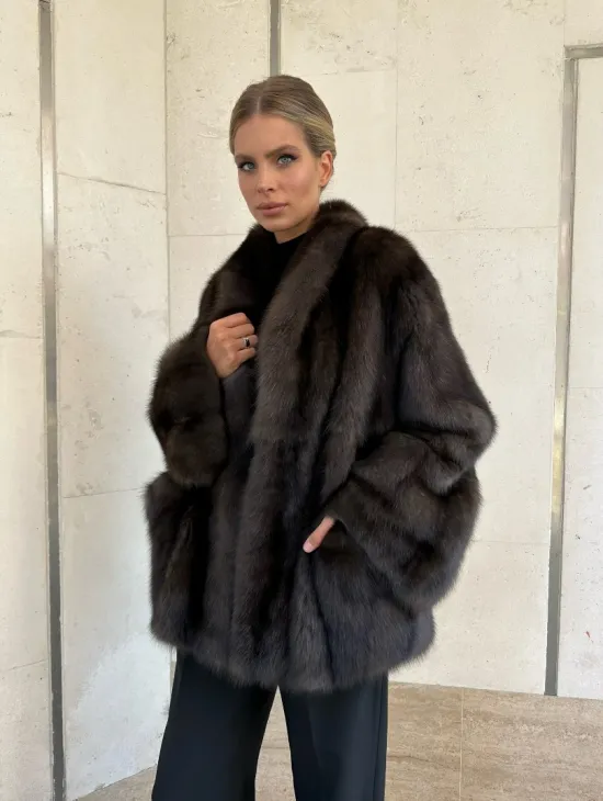 Стильный жакетик из соболя цвета dark седина 1/2