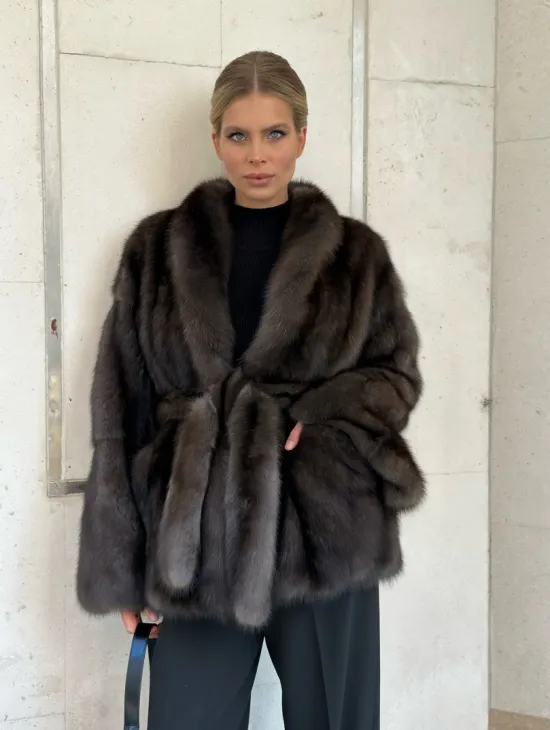 Стильный жакетик из соболя цвета dark седина 1/2