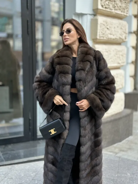 Шуба из баргузинского соболя в пол