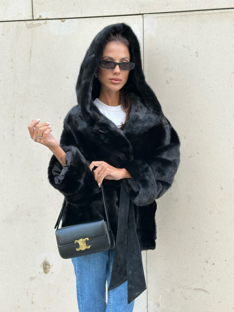 Черная норковая шуба с капюшоном - автоледи - купить в Москве, доставка ...